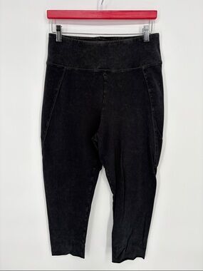 🪽 Anthropologie hi waist cotton spandex washed Black Cropped Leggings